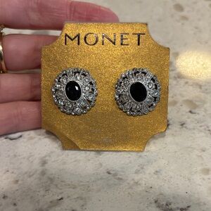 Vintage Monet rhinestone Stud Earrings